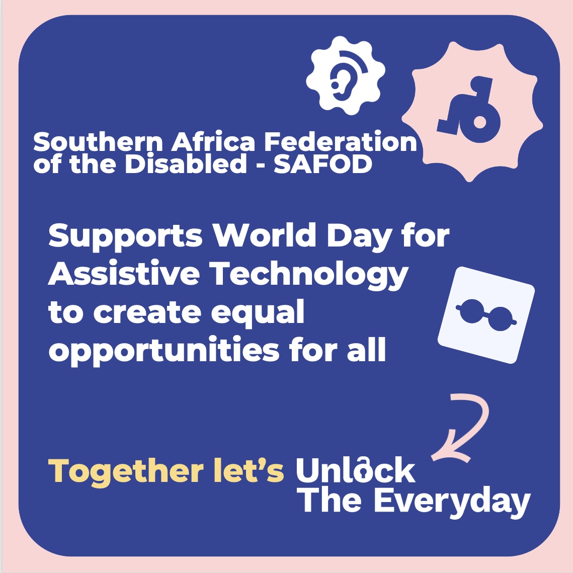 Participants gather at a World Assistive Technology Day awareness and advocacy event supported by SAFOD and ATscale, as part of the annual campaign to increase access to assistive technology across Southern Africa.