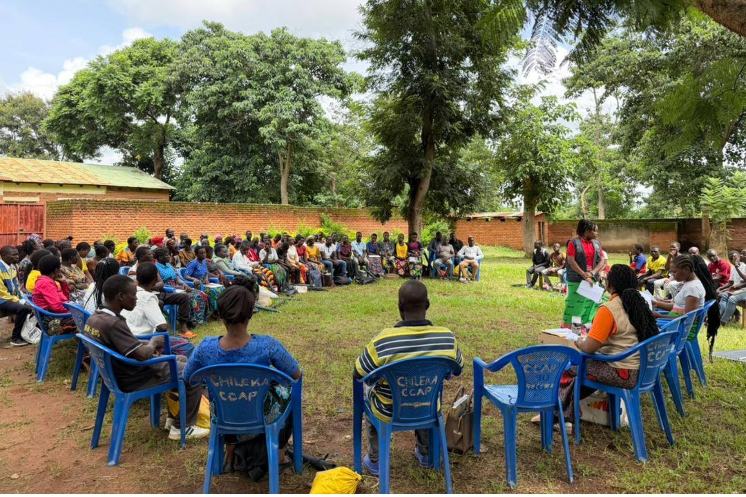 WAG officers lead a community advocacy outreach session under the Pamodzi Kuthetsa Nkhanza project, sensitising and empowering communities in Lilongwe and Balaka to end intimate partner violence and gender-based violence.